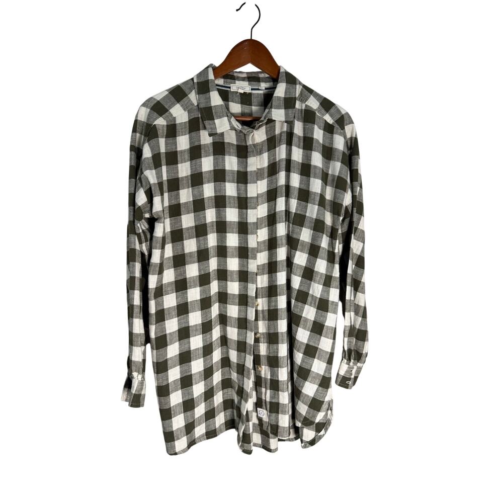 Fat Face Green Checked Flannel Button Down 10